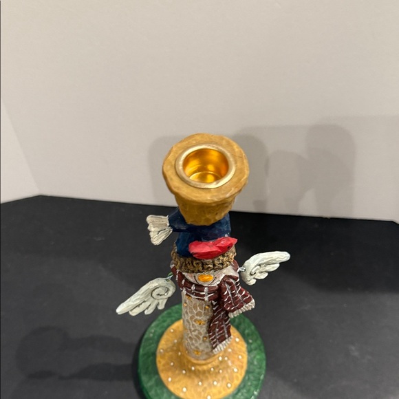 Country Christmas Folk Art Festive Snowman Candle Holder - Picture 3 of 8
